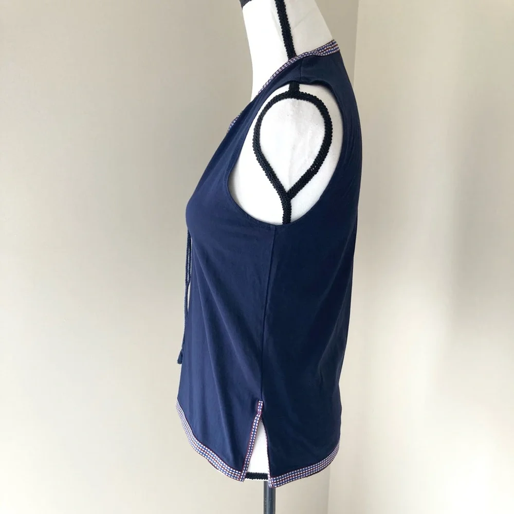 NWOT J Crew Navy Split Neck Sleeveless Top XS